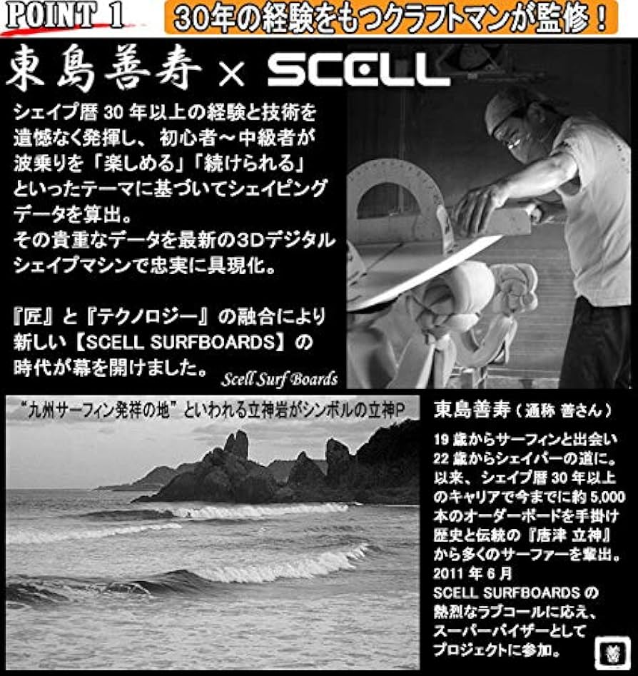Amazon.co.jp: SCELL セル セミロングボード 8'0 白 初心者7点